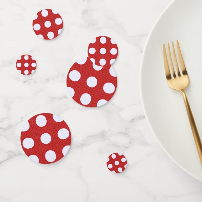 Weißes Fraktal Polka Dots Rote Fraktale Hintergrun Konfetti (Gruppe)