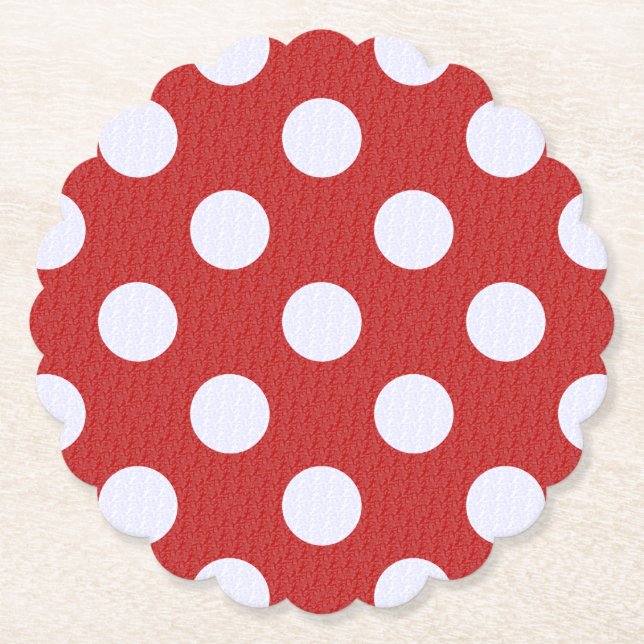 Weißes Fraktal Polka Dots Rote Fraktale Hintergrun Untersetzer (Vorderseite)
