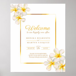 Weißes frangipani Tropisches Hochzeitsplakat Poster