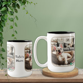 Weißes Französisch im Hundebett Zweifarbige Tasse