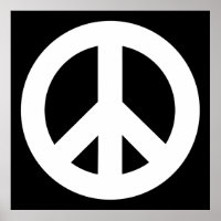 Weißes Friedenssymbol auf schwarz