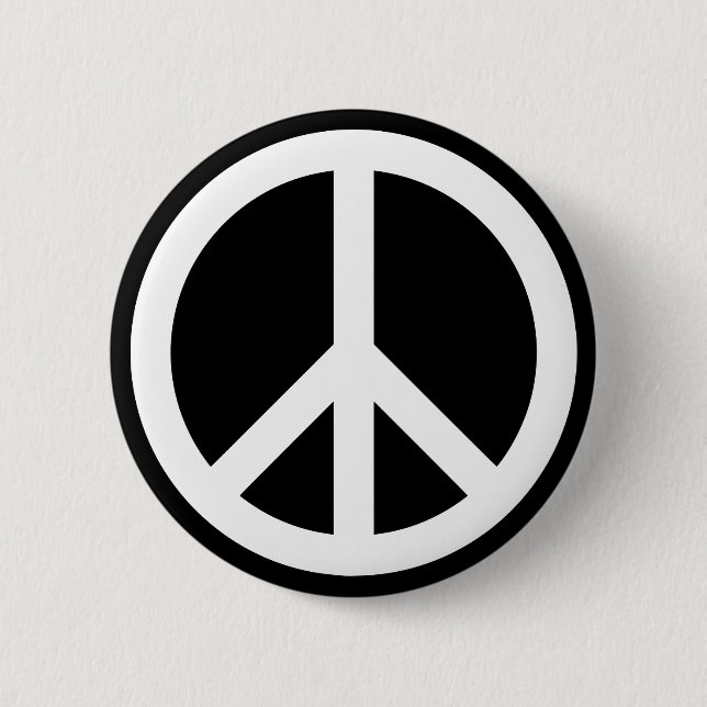 Weißes Friedenssymbol Button (Vorderseite)
