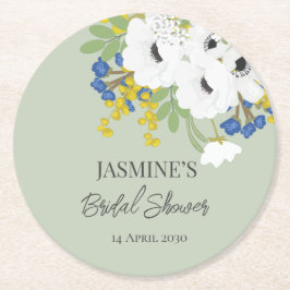 Weißes Frühlingsfloral Bouquet Brautparty Runder Pappuntersetzer