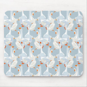 Weißes Gans-Muster Mousepad