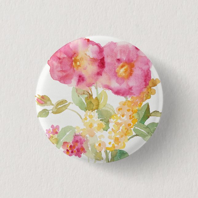 Weißes Gänseblümchen auf Blau Button (Vorderseite)