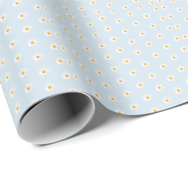 weißes Gänseblümchen Geschenkpapier (Rolleneckpunkt)