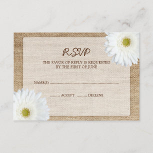 Weißes Gänseblümchen-Leinwand-Hochzeit UAWG RSVP Karte