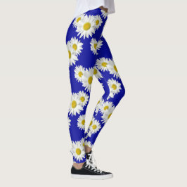 Weißes Gänseblümchen-Zerstampfung Leggings
