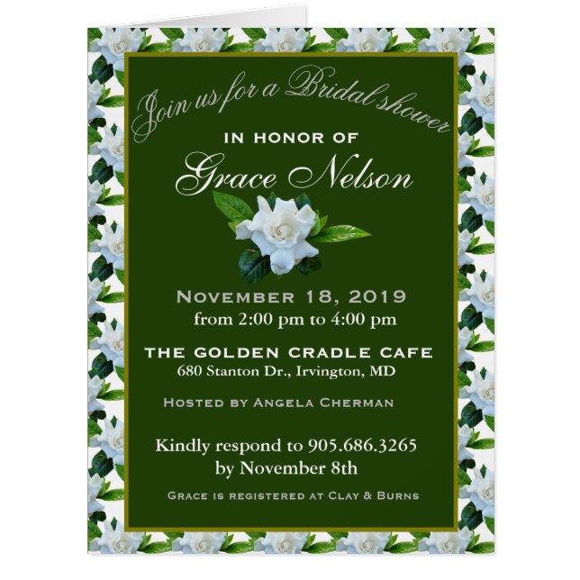 Weißes Gardenia Grünes Foliage Brautparty (Vorderseite)