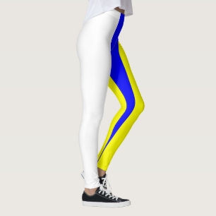 Weißes Gelbes und Blau Vertikal-Gestreift Leggings
