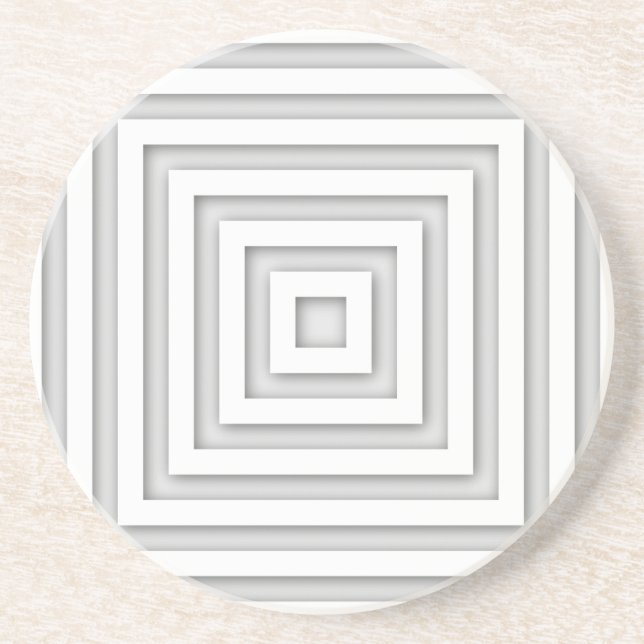 Weißes geometrisches Quadrat Untersetzer (Vorne)
