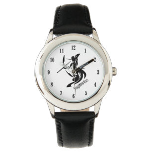 Weißes Gesicht Sagittarius Zodiac mit schwarzen Za Armbanduhr