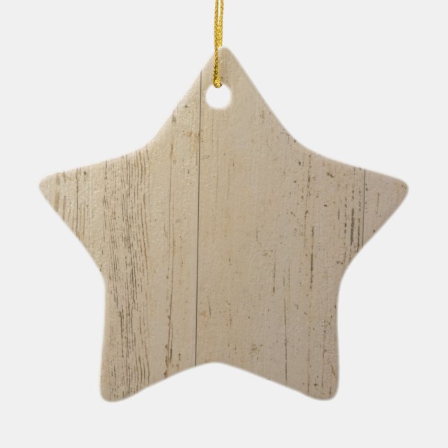 Weißes gewaschenes Holzkörnchen Keramikornament (Vorne)