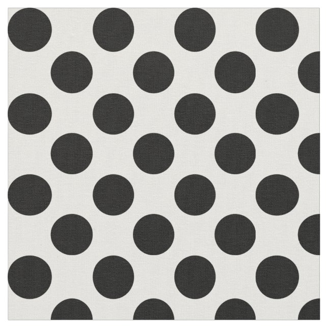 Weißes Gewebe mit schwarzen Polka-Punkten Stoff (Nahaufnahme)
