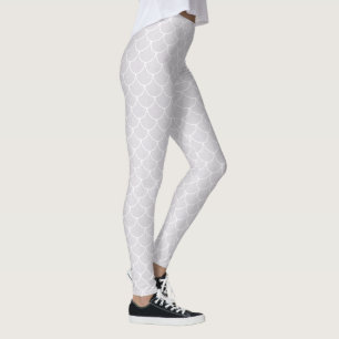Weißes gewelltes Meerjungfrau-Schuppenmuster Leggings