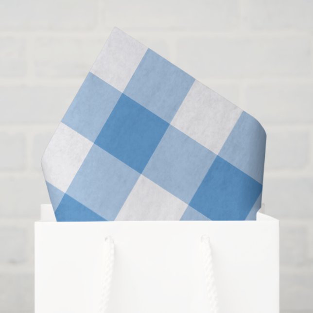 Weißes Gingham-Musterpapier für helles blau-weißes Seidenpapier (Geschenktüte)