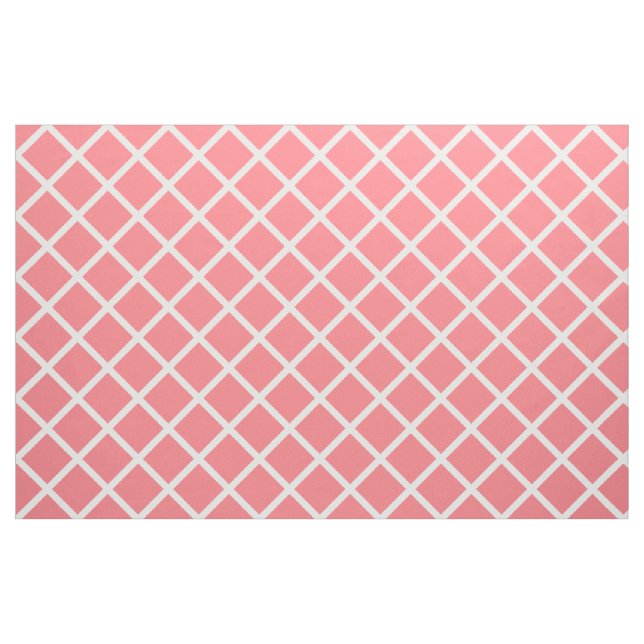 Weißes Gitter auf korallenrotem Rosa Stoff (Fat Quarter (45,7 x 55,9 cm))