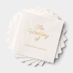 Weißes Gold Schrift Luxus Hochzeit  Servietten Mit Folie