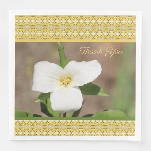 Weißes Gold und grünes Trillium Papier Napkins Serviette (Vorderseite)