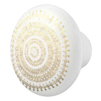 Weißes GoldBoho Stammes- Keramikknauf