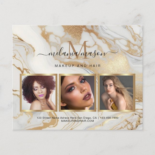 Weißes goldenes Marmor Makeup Künstlerisches Foto  Flyer (Vorne)