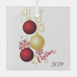 Weißes, goldenes und rotes Party Ornament Aus Glas