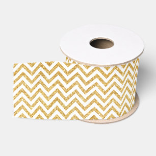 Weißes GoldGlitzer-Zickzack Stripes Zickzack Ripsband