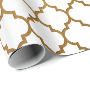 Weißes GoldQuatrefoil Kunst-Deko-Netz Geschenkpapier