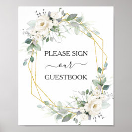 Weißes Goldrahmen Hochzeitsegler Poster