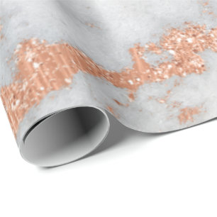 Weißes graues MarmorRosen-Goldgoldglänzendes Geschenkpapier