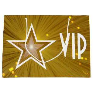 Weißes großes Goldsterndruck VIP Große Geschenktüte