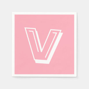 Weißes großes modernes Monogramm   Baby Pink Serviette