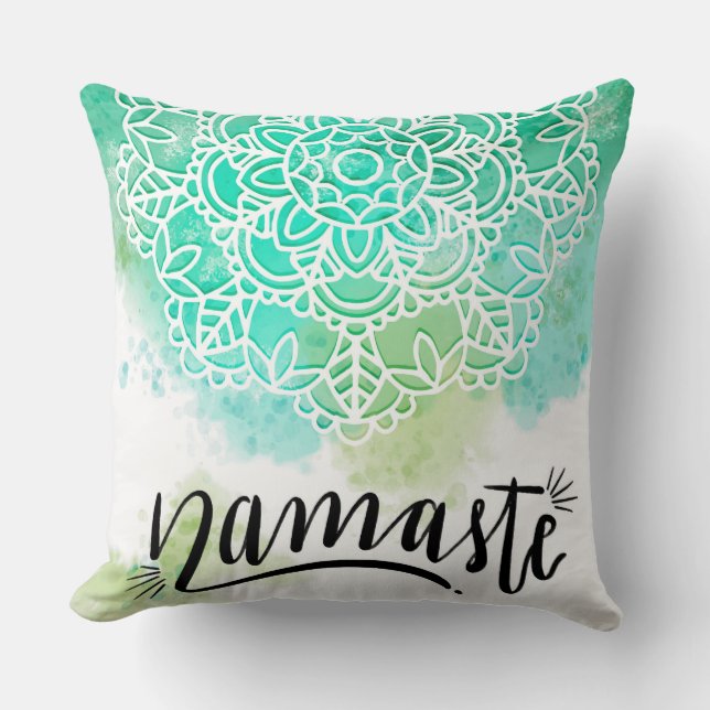 Weißes grünes Kissen (Vorderseite)