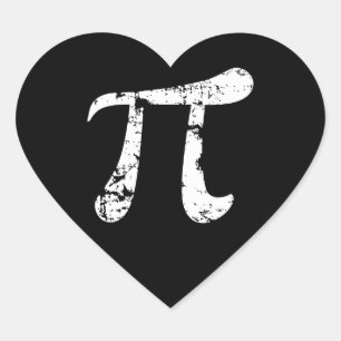 Weißes Grunge-Pi-Symbol Herz-Aufkleber