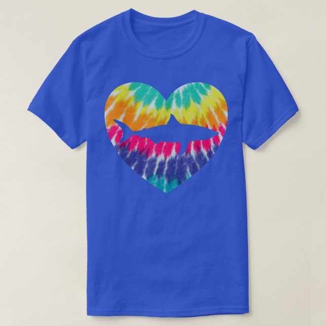 Weißes Hai-Herz mit Gefärbte Krawatte für Sha T-Shirt (Design vorne)