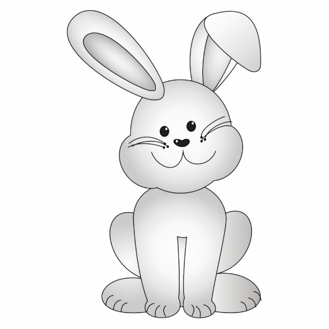 Weißes Häschen clipart Fotoskulptur Schlüsselanhänger (Vorne)