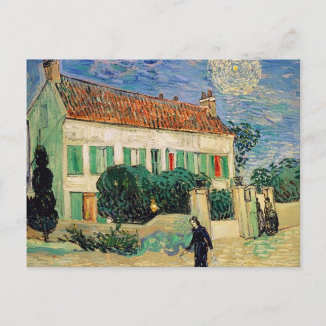 Weißes Haus in der Nacht - Vincent van Gogh Postkarte (Vorderseite)
