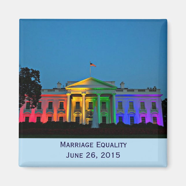 Weißes Haus in Regenbogenlampen, 26. Juni 2015 Magnet (Vorne)
