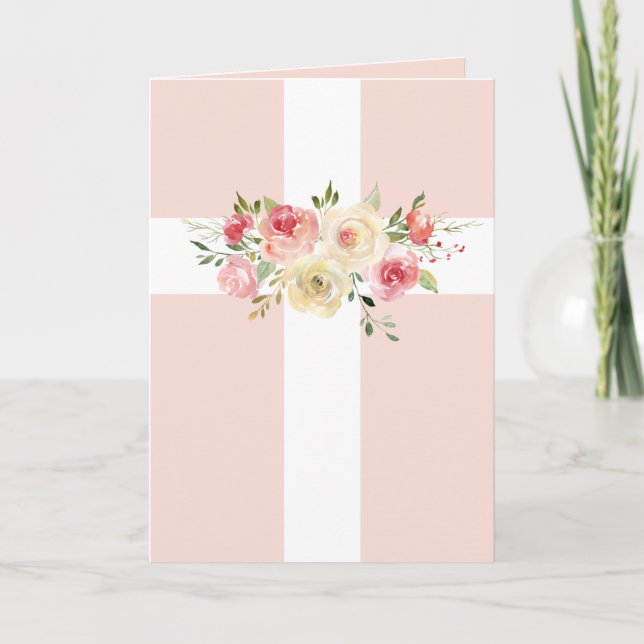 Weißes Heiliges Kreuz und Bouquet Karte (Vorderseite)