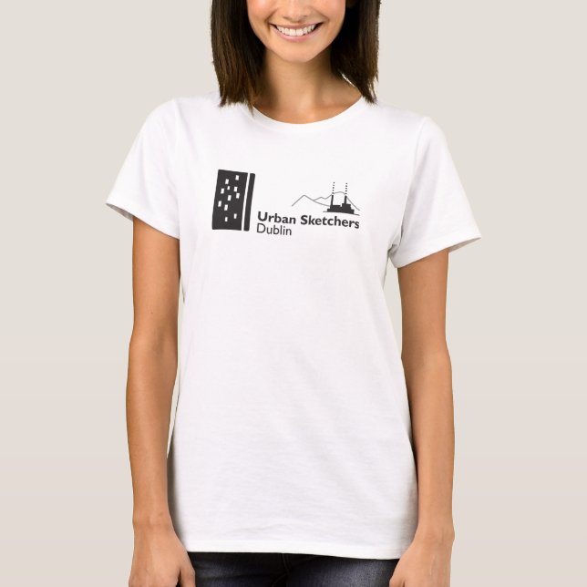 Weißes Hemd mit dem Logo von Urban Sketchers Dubli T-Shirt (Vorderseite)