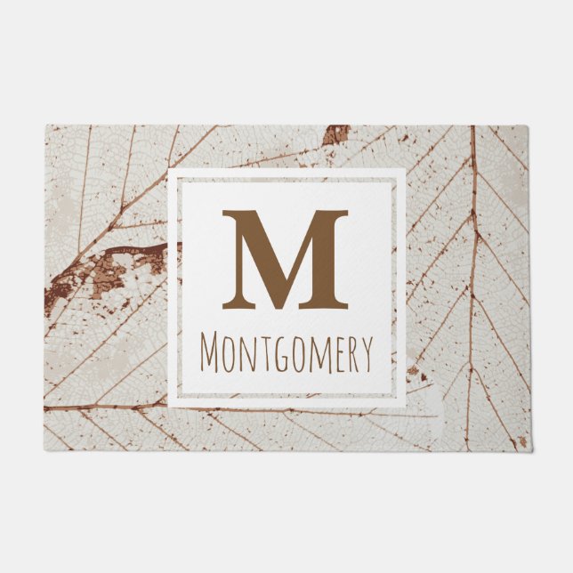 Weißes Herbst-Blätter - personalisiert Fußmatte (Vorderseite)