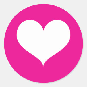 Weißes Herz auf rosa Hintergrund Runder Aufkleber