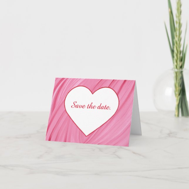 Weißes Herz auf rosa roten Mischungen Speichern Si Einladung (Vorderseite)