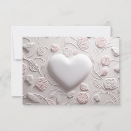 Weißes Herz (Embossed Look) Leere RSVP Karte