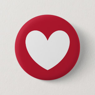 Weißes Herz in Rot Button
