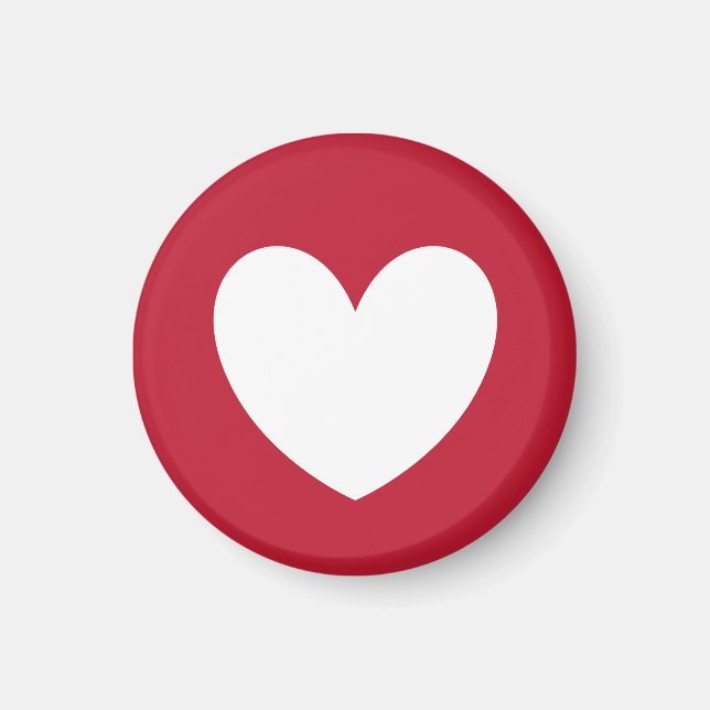 Weißes Herz in Rot Magnet (Vorne)