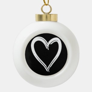 Weißes Herz Lustiges Süßes Design für Männer und F Keramik Kugel-Ornament