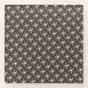 Weißes Herz-Quilt-Stil launische braune Winterfar Glasuntersetzer