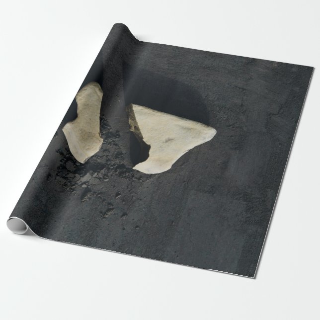Weißes Herz, schwarz geformt Geschenkpapier (Ungerollt)