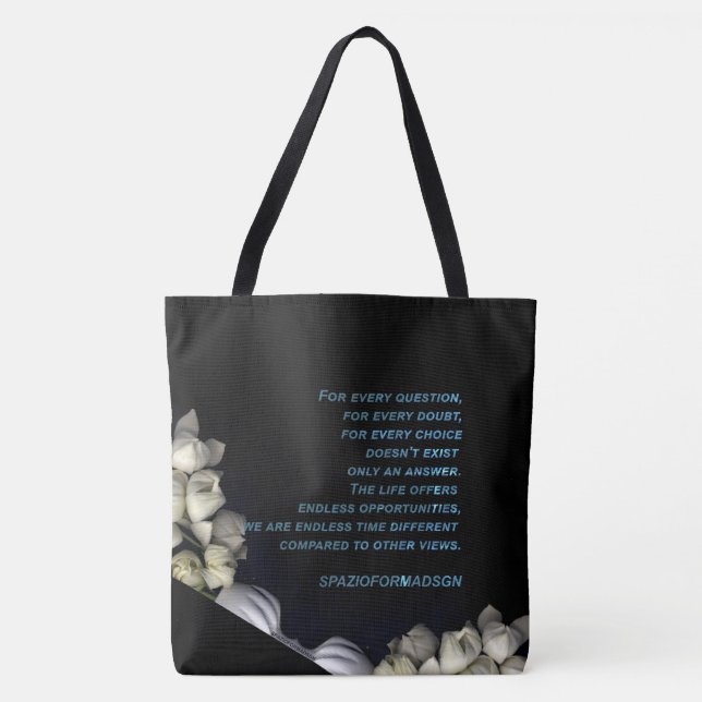 "Weißes Herz schwarz vom Mond" & Zweifel Tasche (Vorderseite)